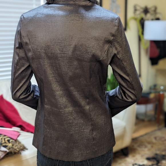 Beautiful silver gray wire collar jacket sz 6 - Picture 6 of 6